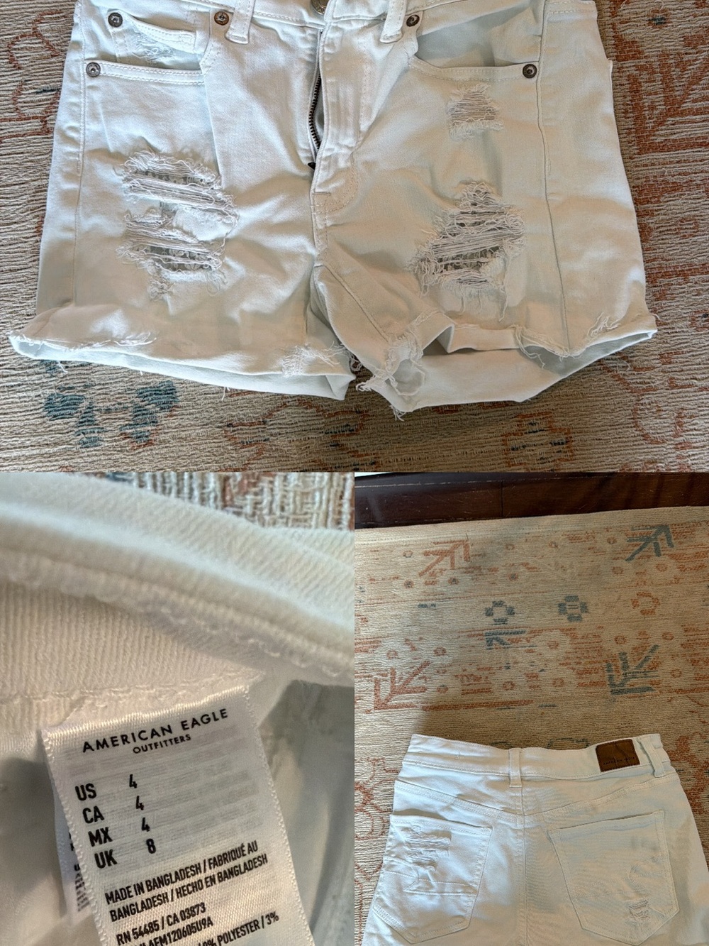 American Eagle Outfitters White Distressed Denim Jean Shorts